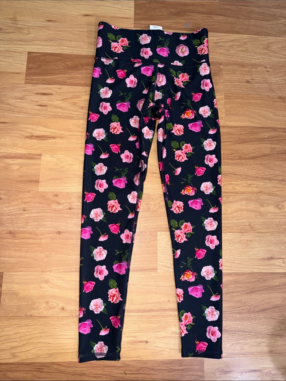 Terez Black Floral Leggings - medium new with tags